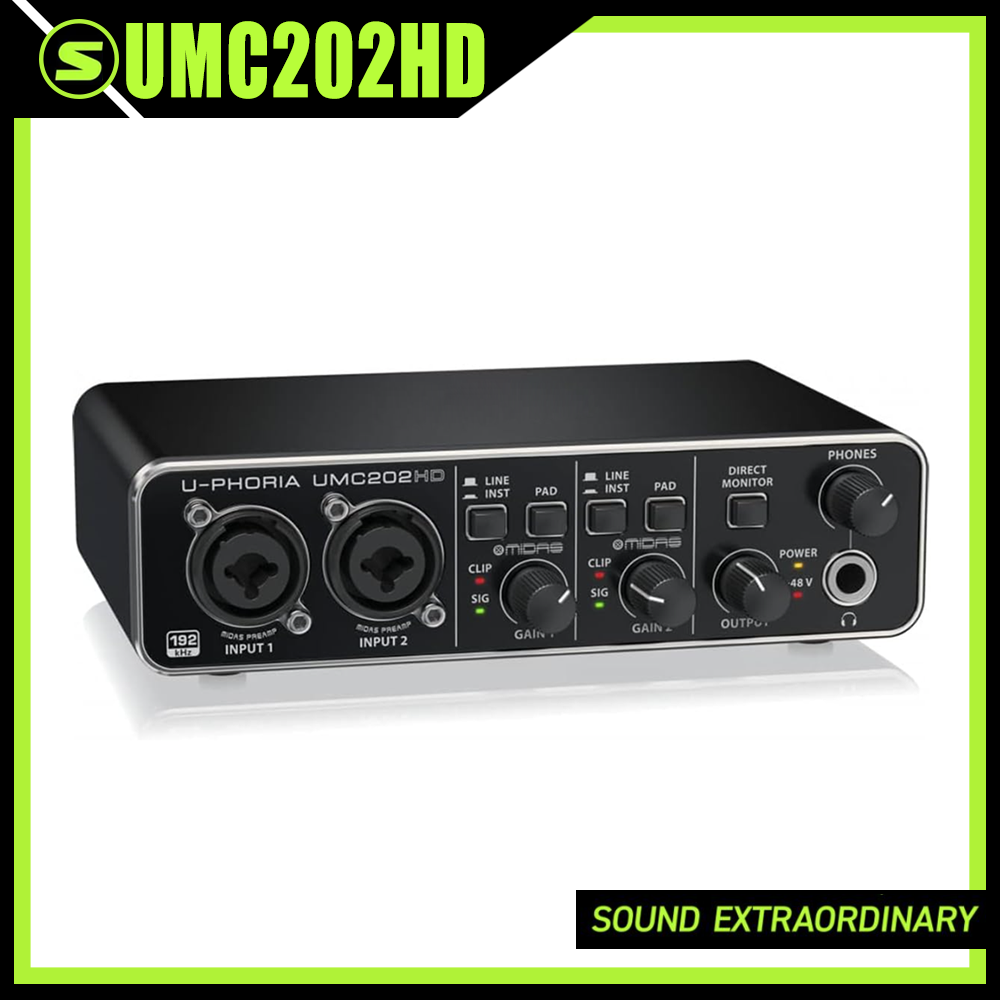 Usb Sound Card External - ميكروفون UMC202HD مع مضخم صوت، بطاقة