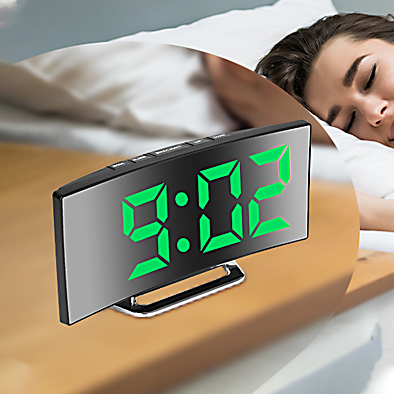 LED منبه رقمي شاشة منحنية مرآة - مراجعة Modern Electronics Gadgets وسعره